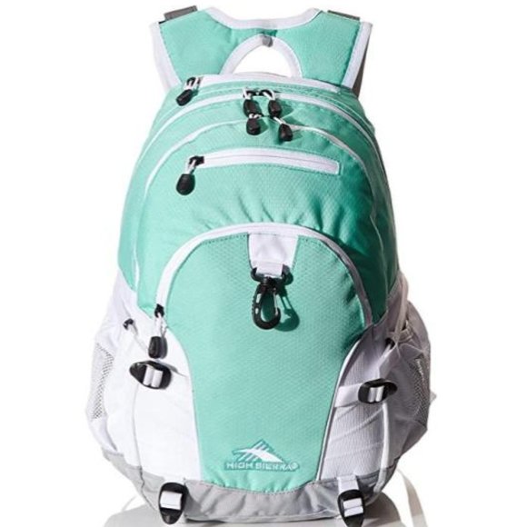 NWT High Sierra Backpack Waterproof Diaper Bag Hike Commute Travel Teal White